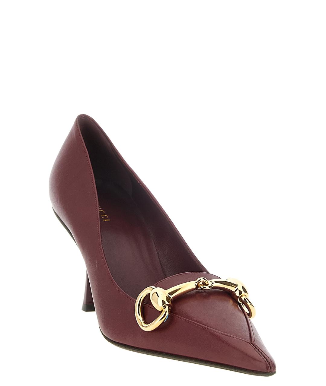 GUCCI Бордовые кожаные туфли, фото 2