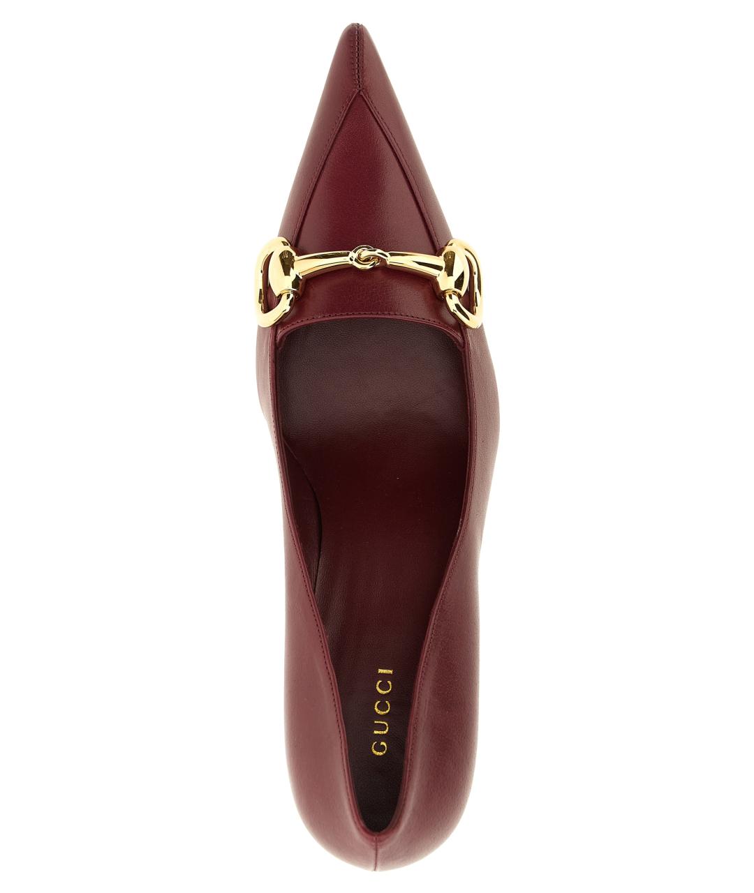 GUCCI Бордовые кожаные туфли, фото 4