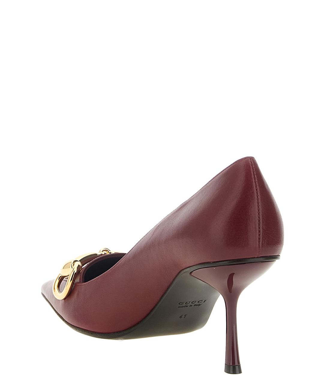 GUCCI Бордовые кожаные туфли, фото 3