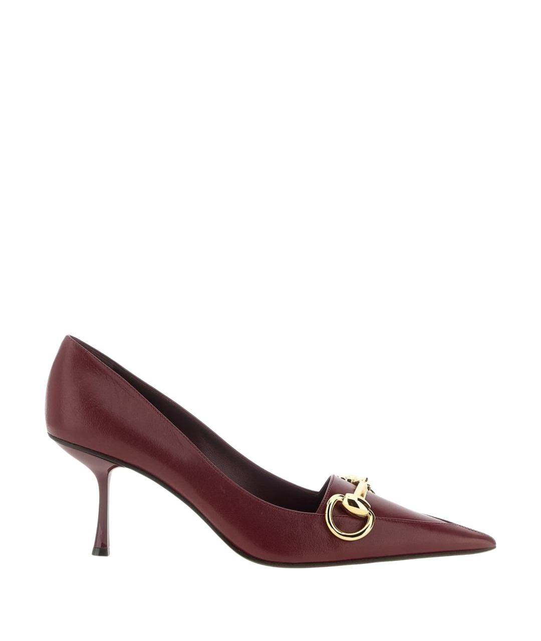 GUCCI Бордовые кожаные туфли, фото 1