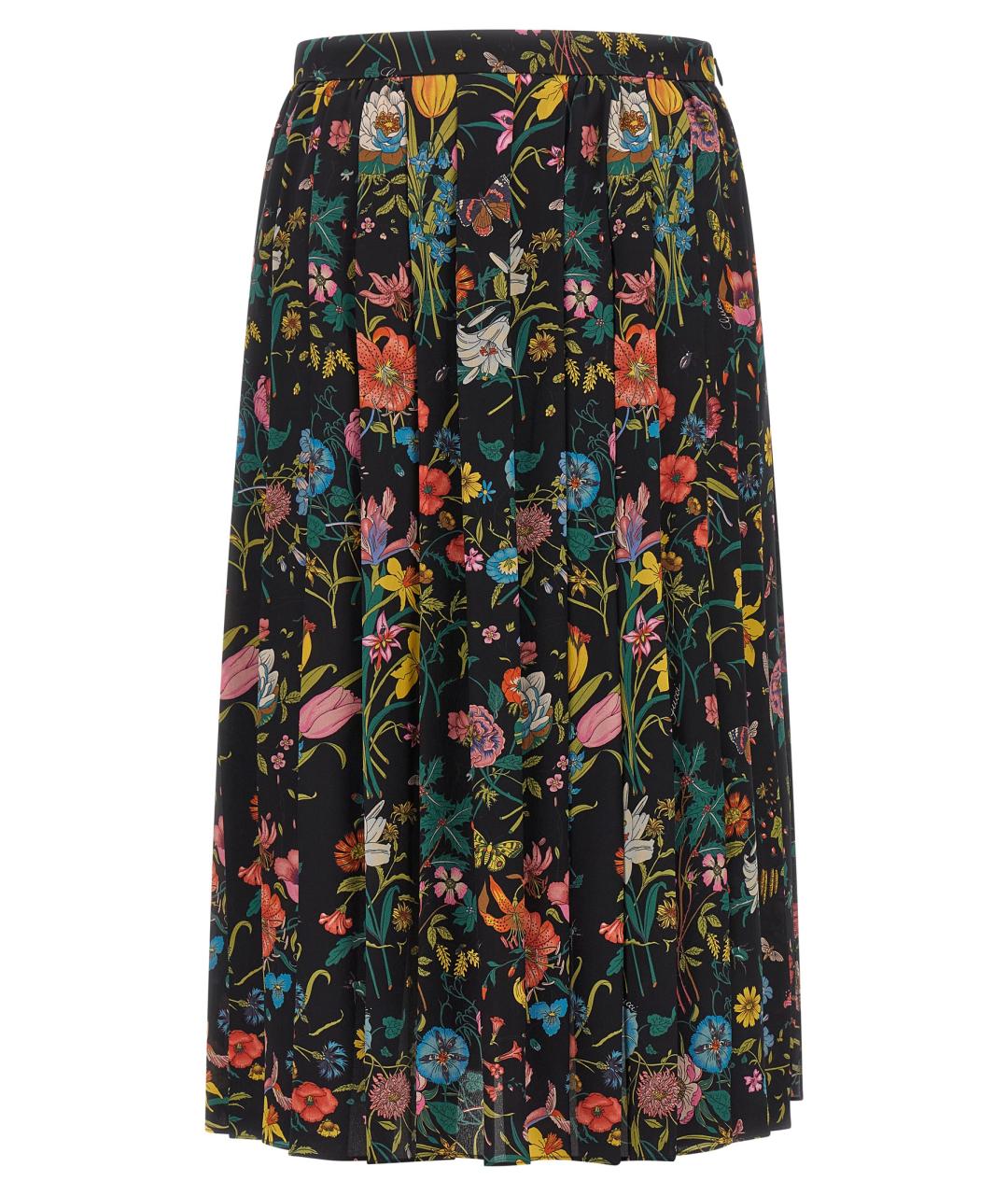 GUCCI Мульти шелковая юбка миди, фото 1