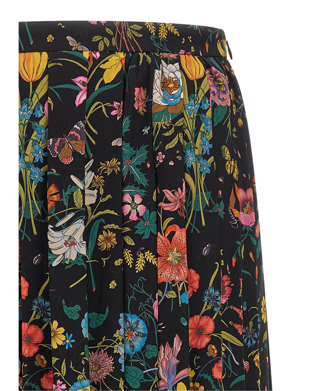 GUCCI Мульти шелковая юбка миди, фото 3