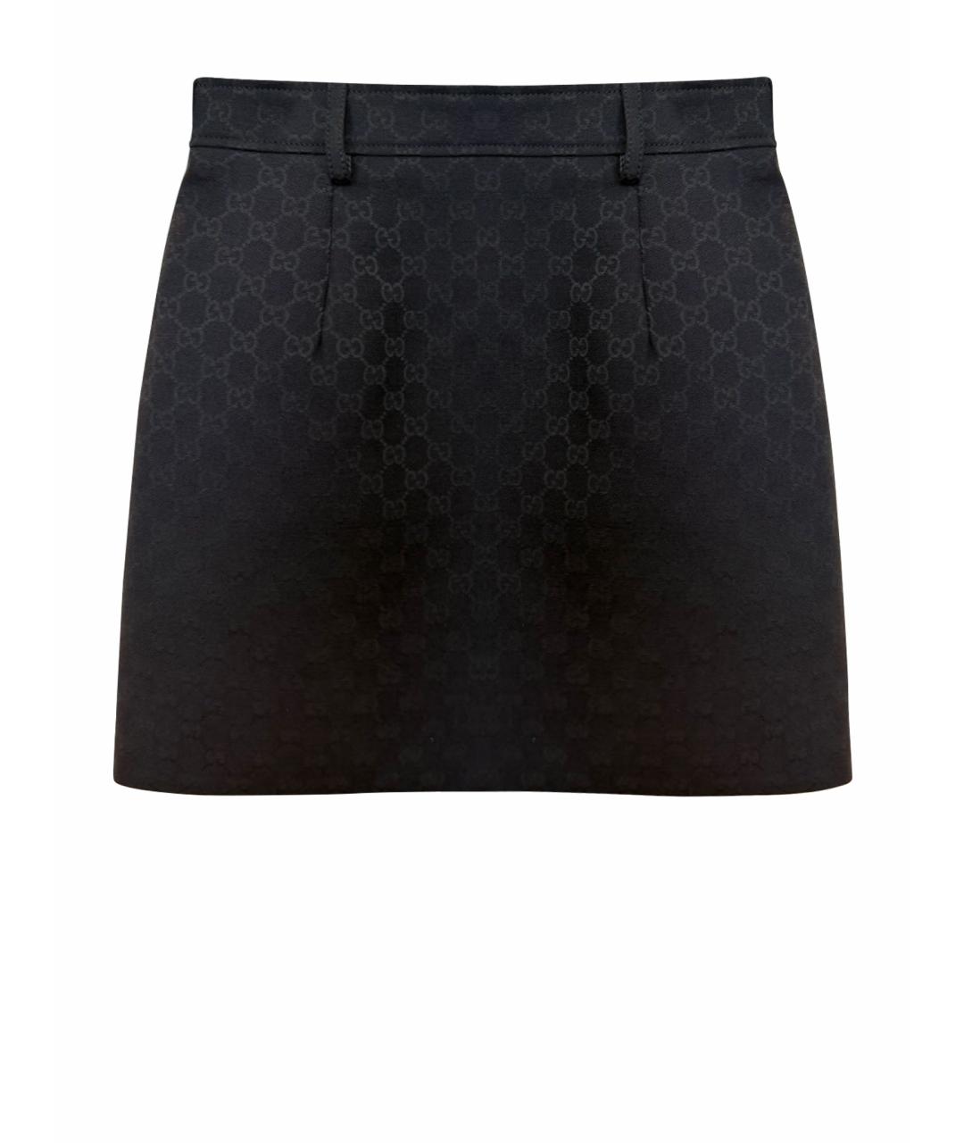 GUCCI Черная хлопковая юбка мини, фото 1