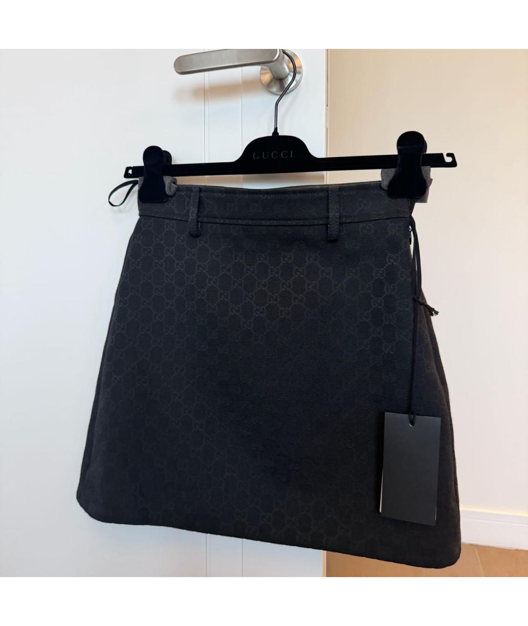GUCCI Черная хлопковая юбка мини, фото 6
