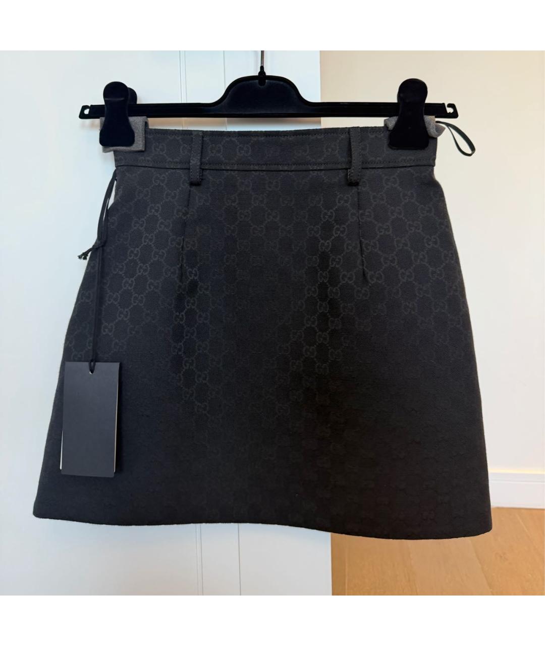 GUCCI Черная хлопковая юбка мини, фото 2
