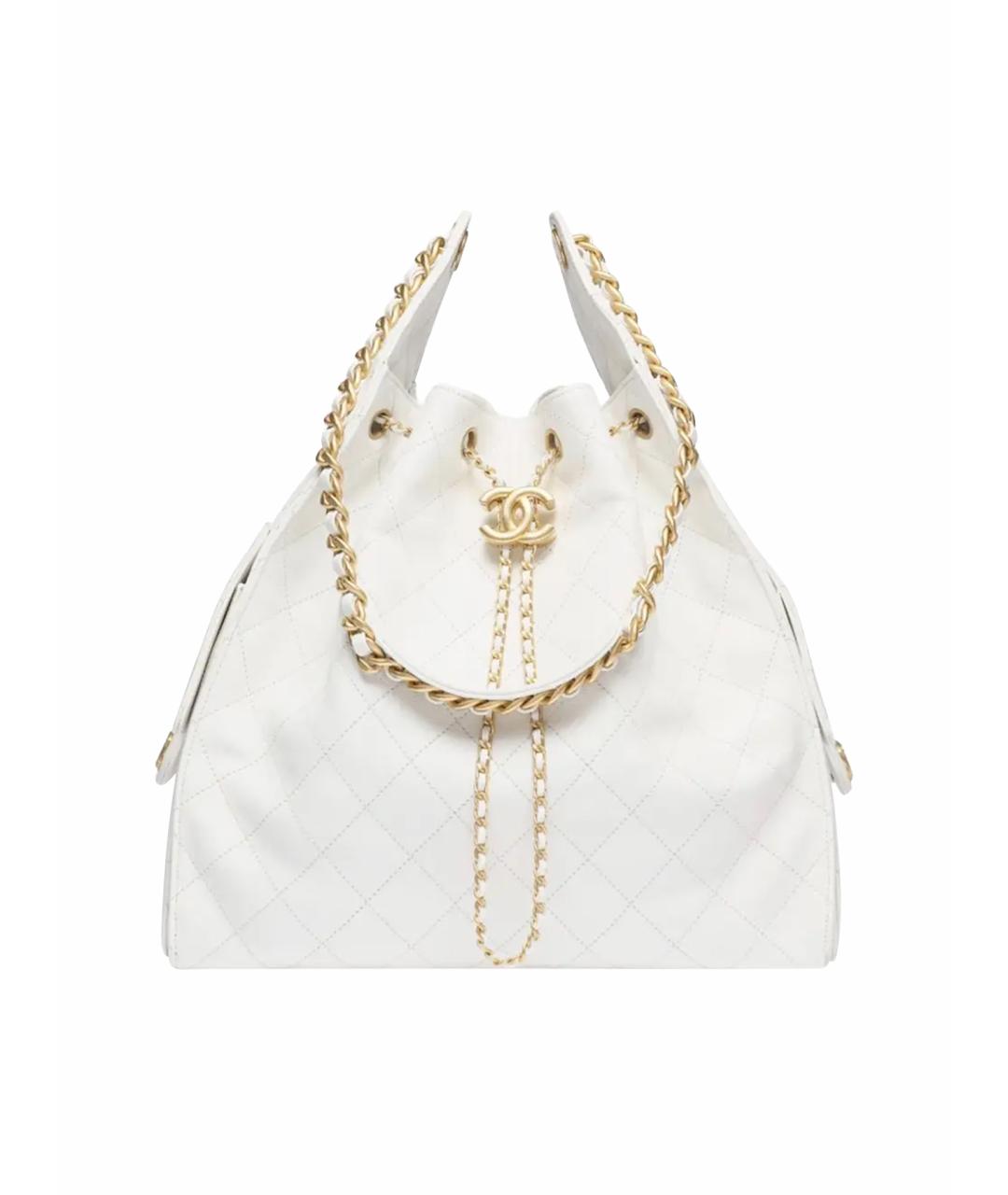 CHANEL Белая кожаная сумка тоут, фото 1
