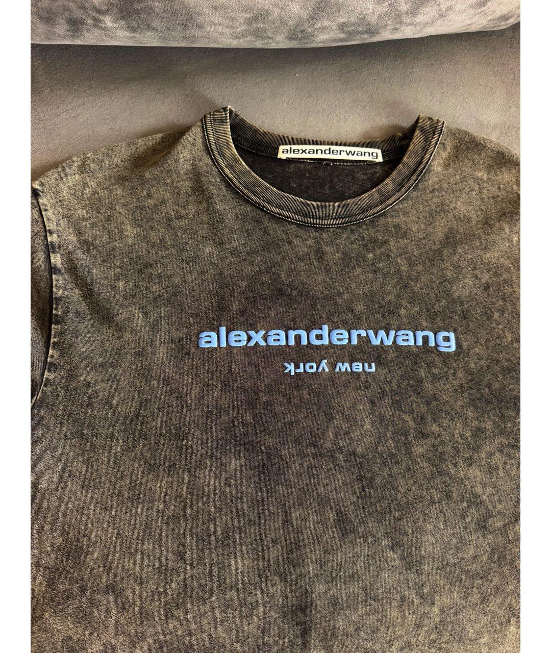 ALEXANDER WANG Серая хлопковая футболка, фото 5