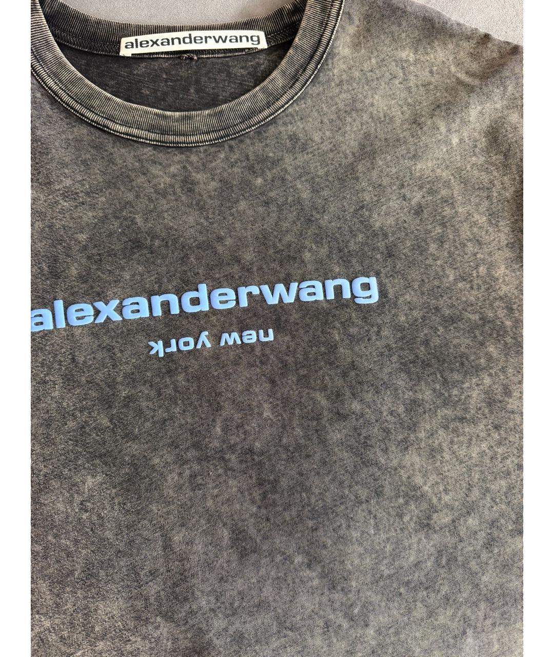 ALEXANDER WANG Серая хлопковая футболка, фото 4