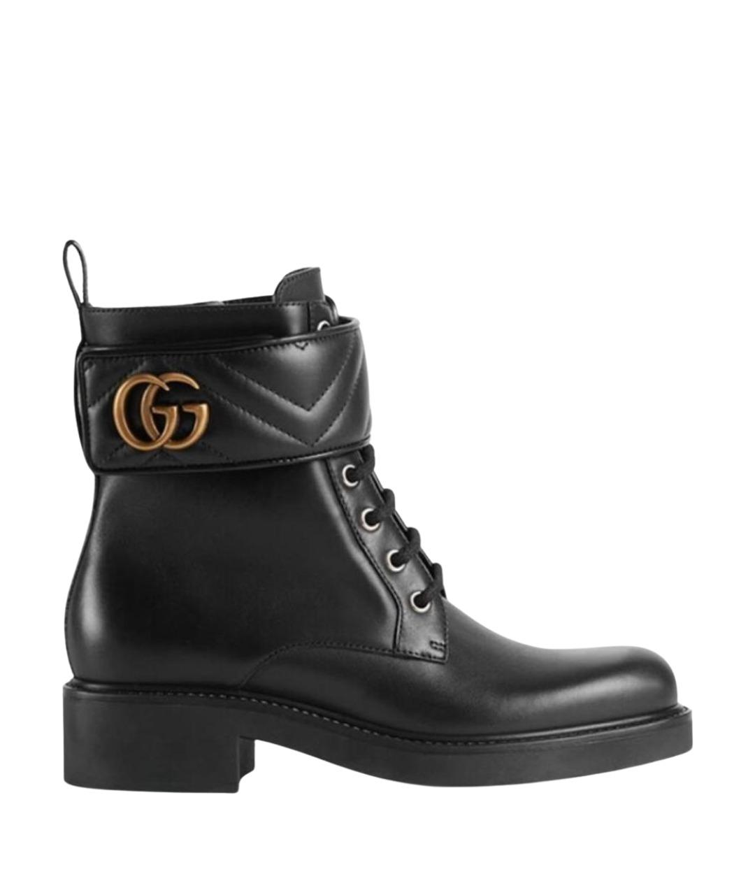 GUCCI Черные кожаные ботинки, фото 1