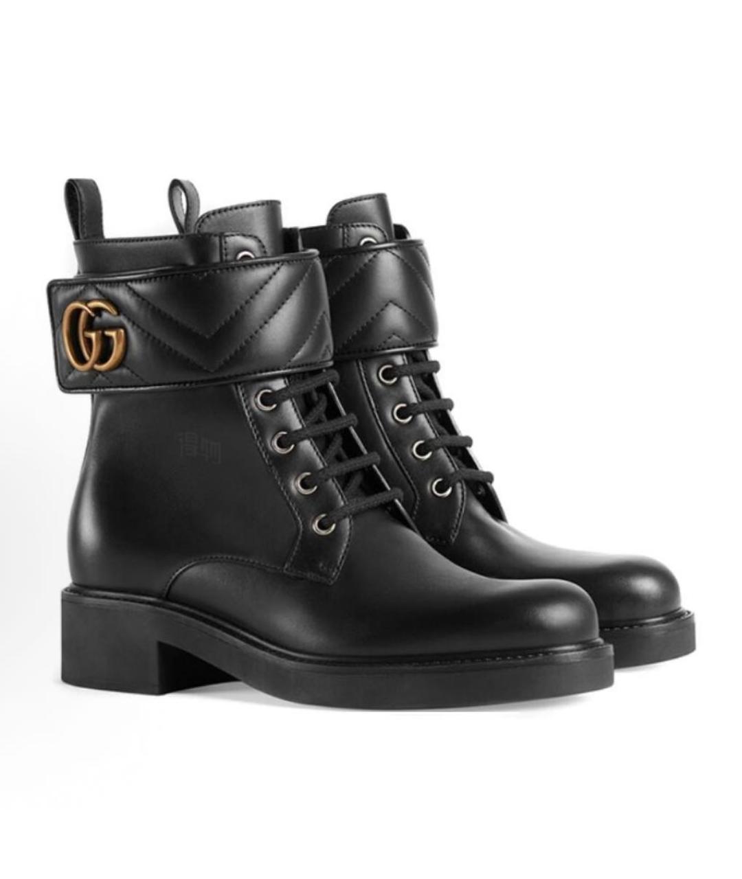 GUCCI Черные кожаные ботинки, фото 2