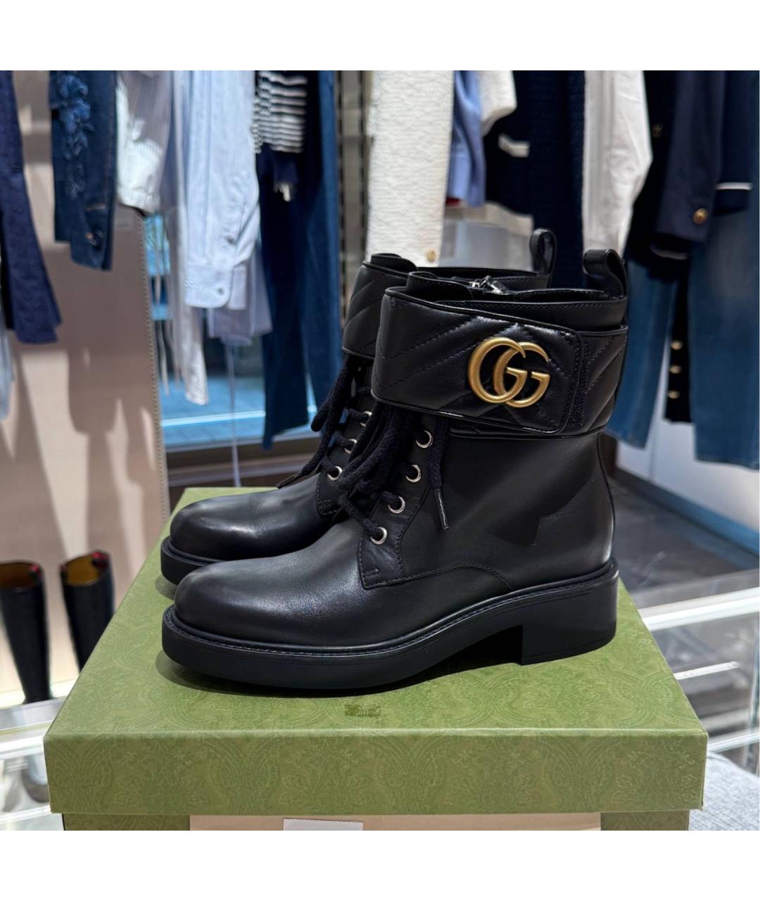 GUCCI Черные кожаные ботинки, фото 5