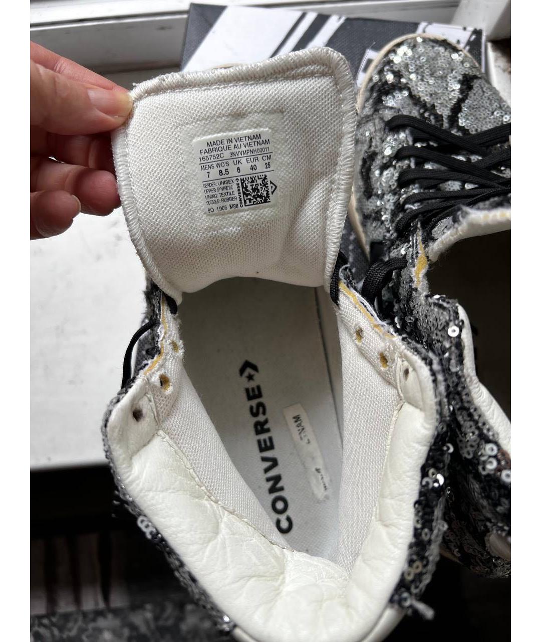 CONVERSE Серебряные синтетические кеды, фото 3