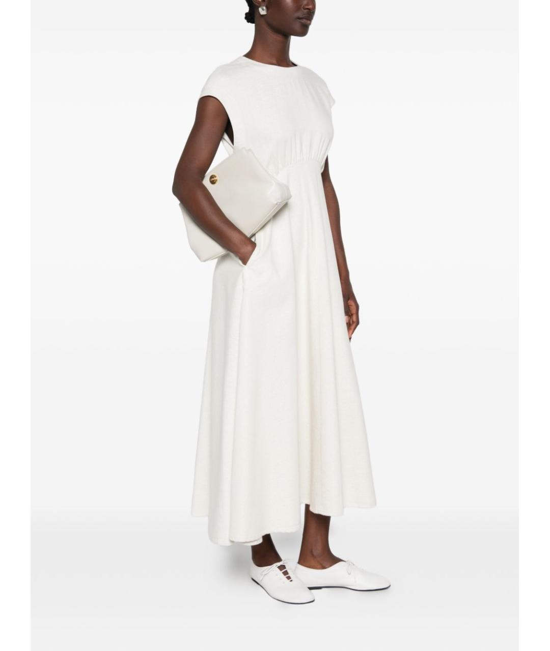 EMPORIO ARMANI Белое хлопковое повседневное платье, фото 4