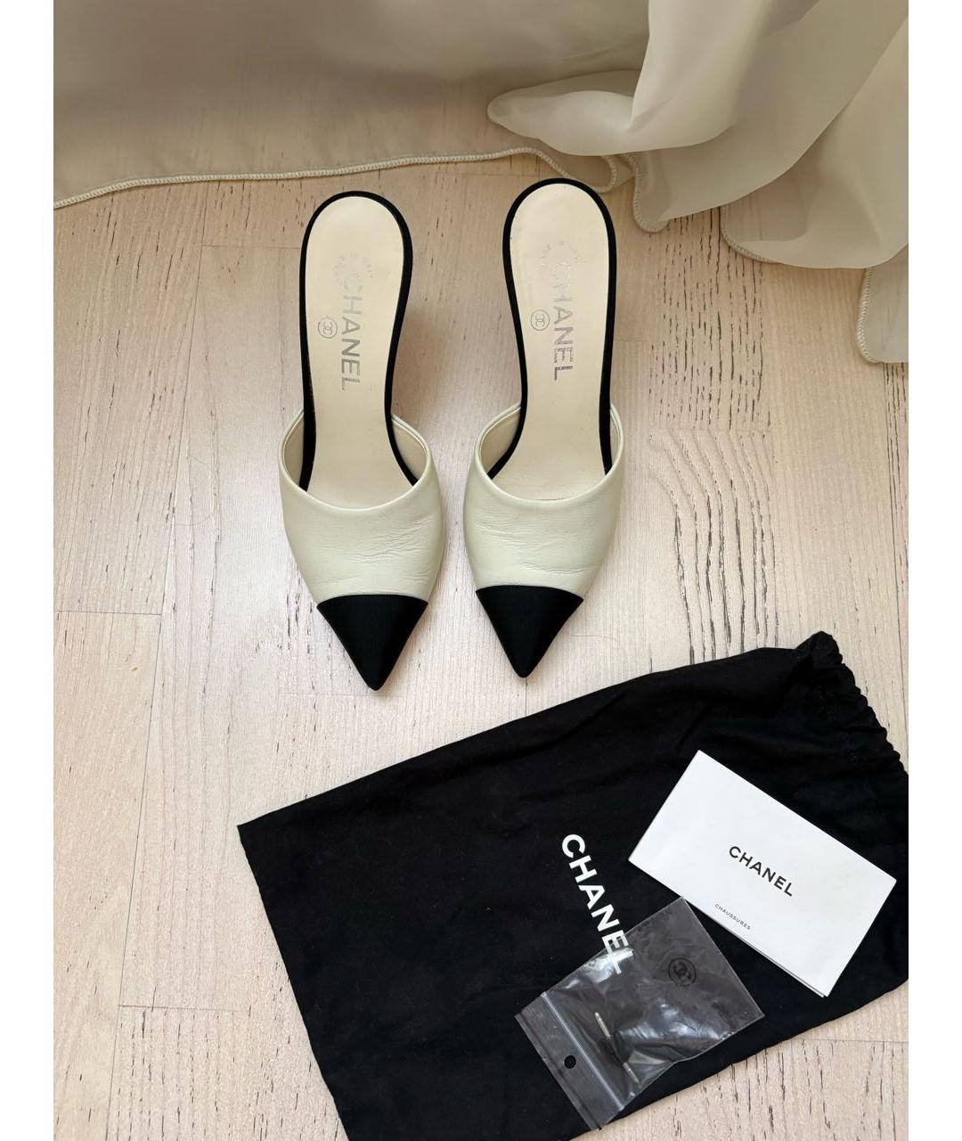 CHANEL Черные кожаные мюли, фото 3