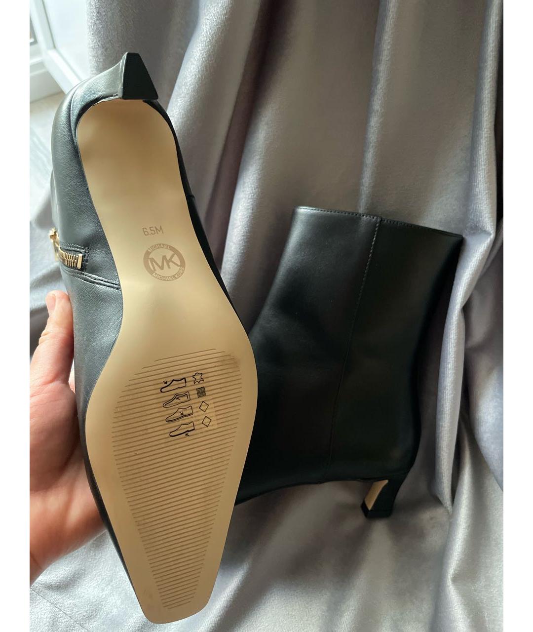 MICHAEL KORS Черные кожаные полусапоги, фото 4
