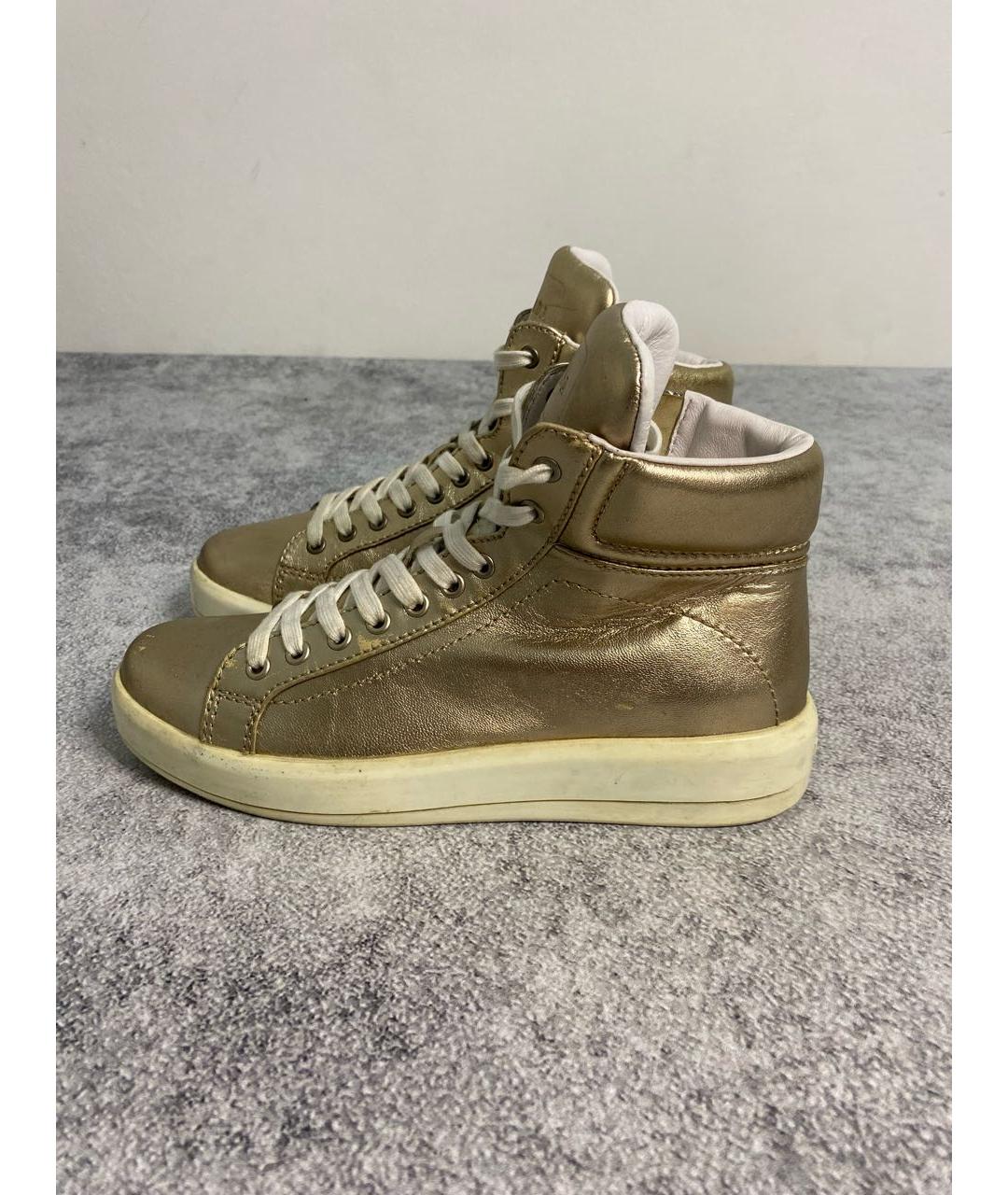 PRADA Золотые кожаные кеды, фото 8