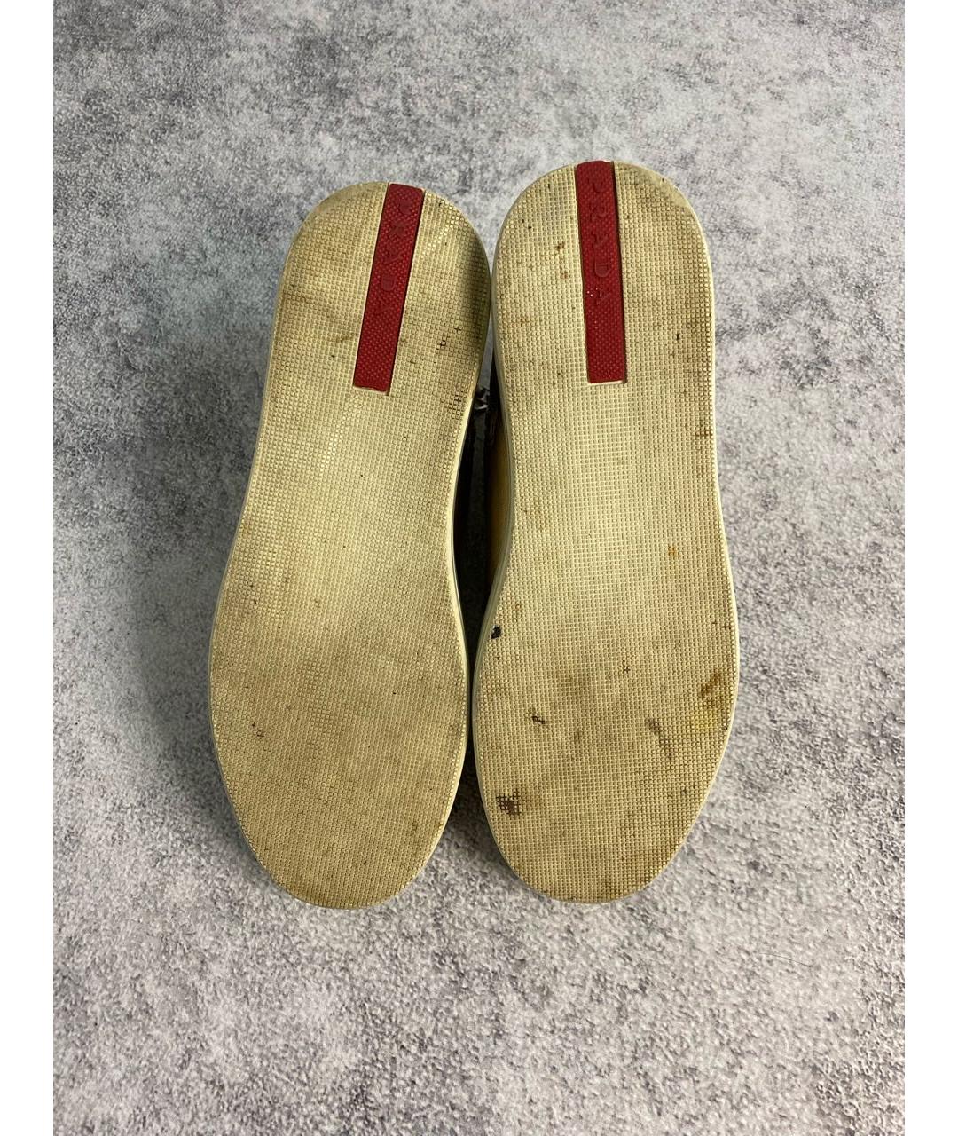 PRADA Золотые кожаные кеды, фото 7