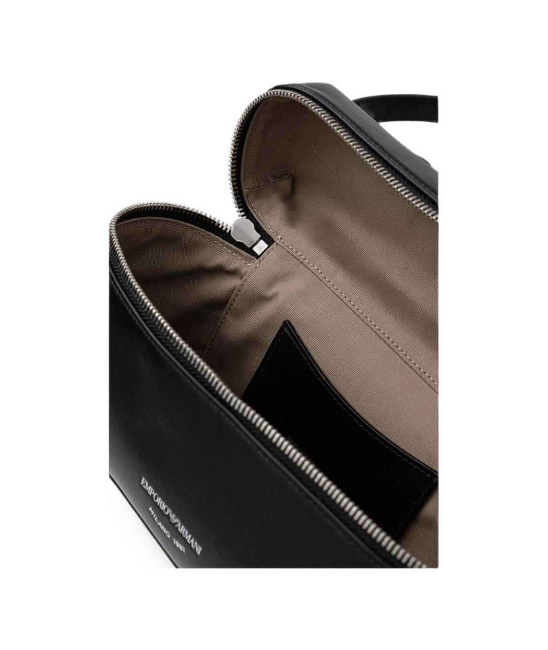 EMPORIO ARMANI Черная кожаная сумка с короткими ручками, фото 3