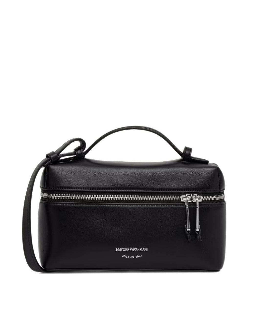 EMPORIO ARMANI Черная кожаная сумка с короткими ручками, фото 1