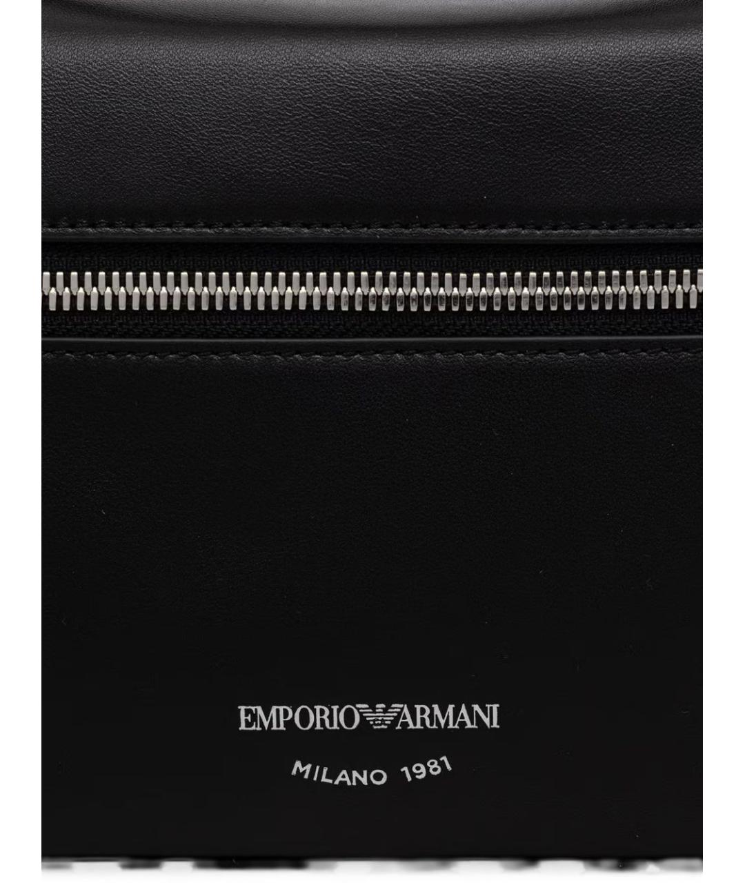 EMPORIO ARMANI Черная кожаная сумка с короткими ручками, фото 4