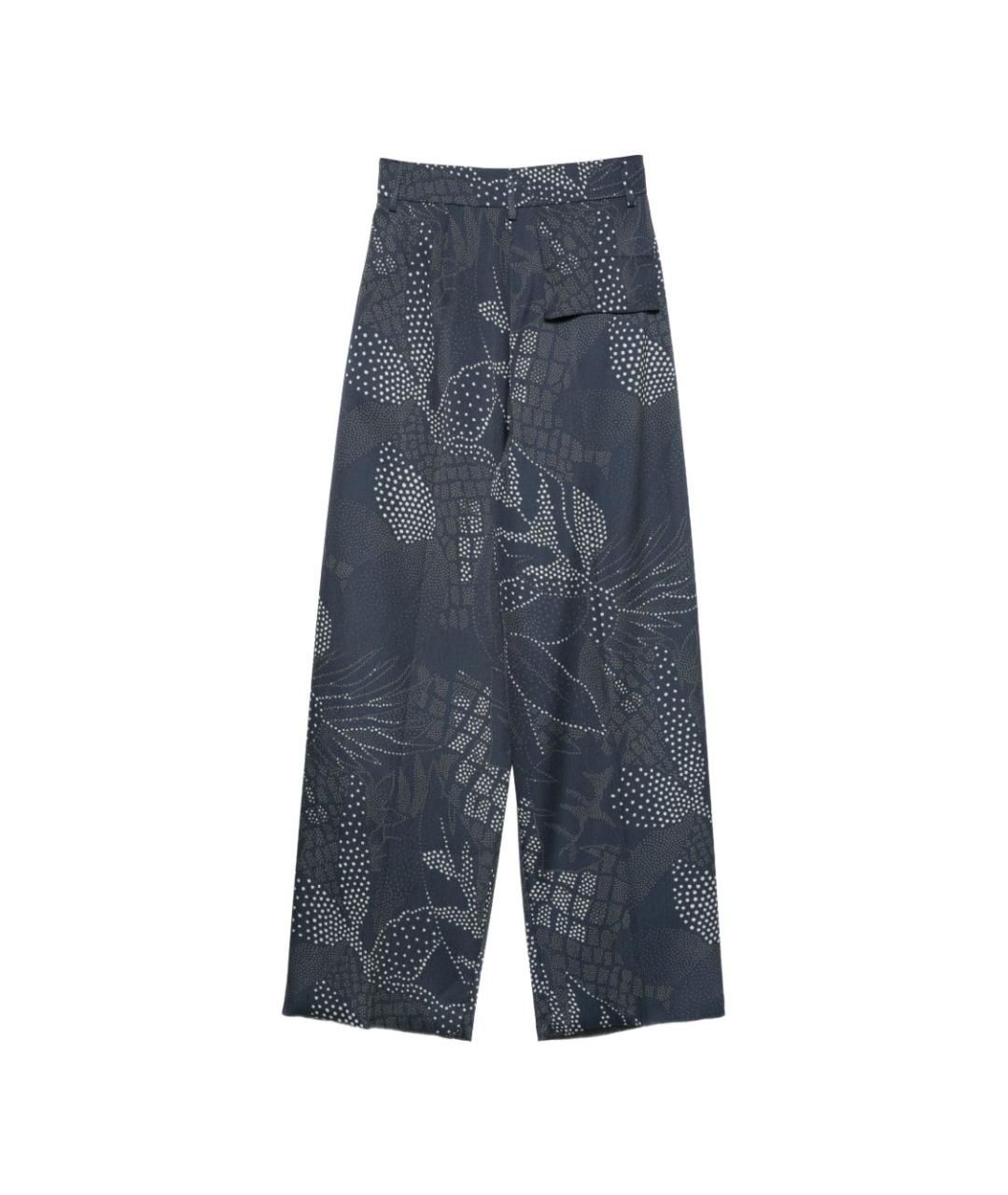 EMPORIO ARMANI Синие полиэстеровые прямые брюки, фото 3
