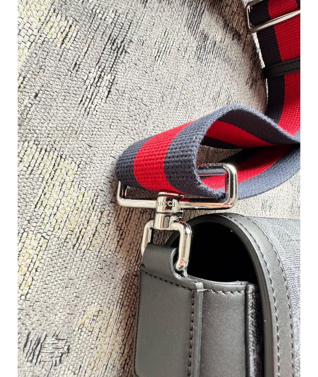 GUCCI Черная сумка на плечо из канвы, фото 8