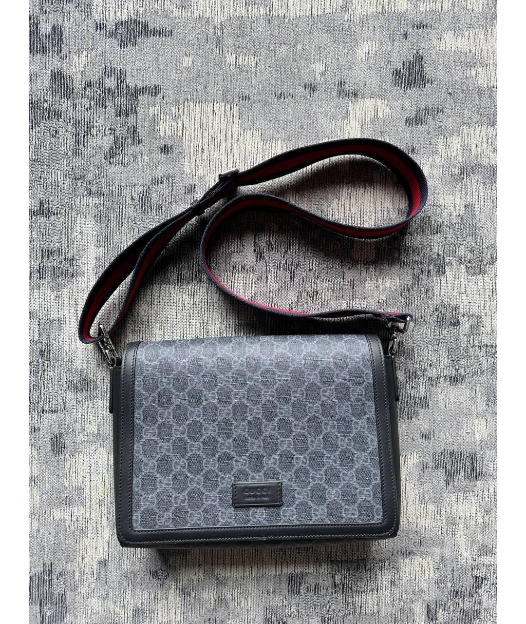 GUCCI Черная сумка на плечо из канвы, фото 2