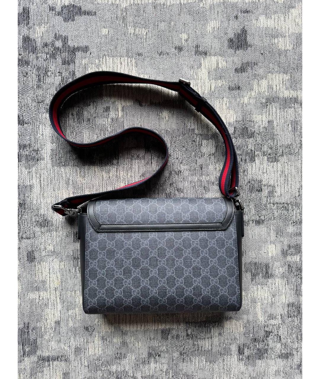 GUCCI Черная сумка на плечо из канвы, фото 3