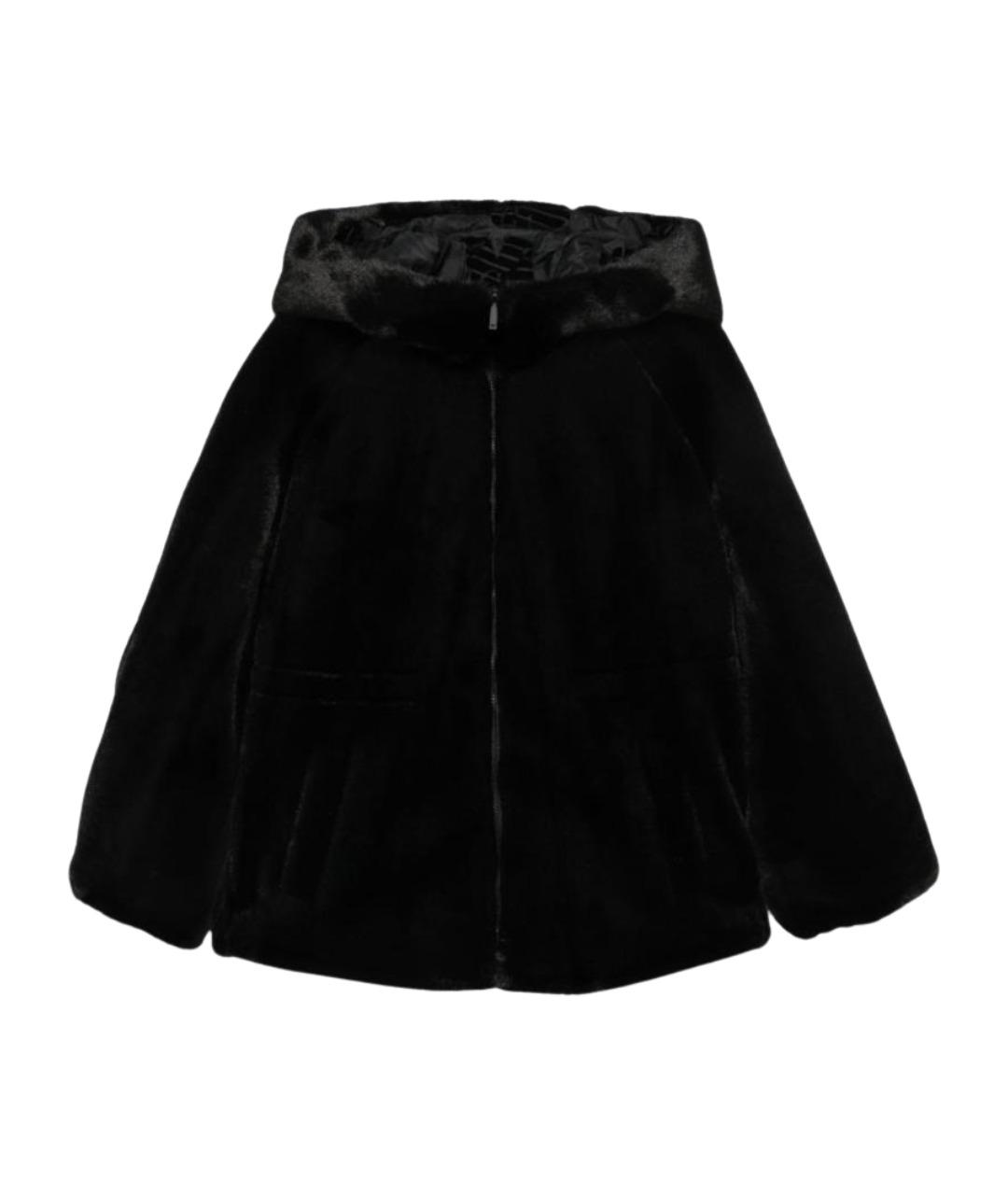 EMPORIO ARMANI Черное полиэстеровое пальто, фото 1