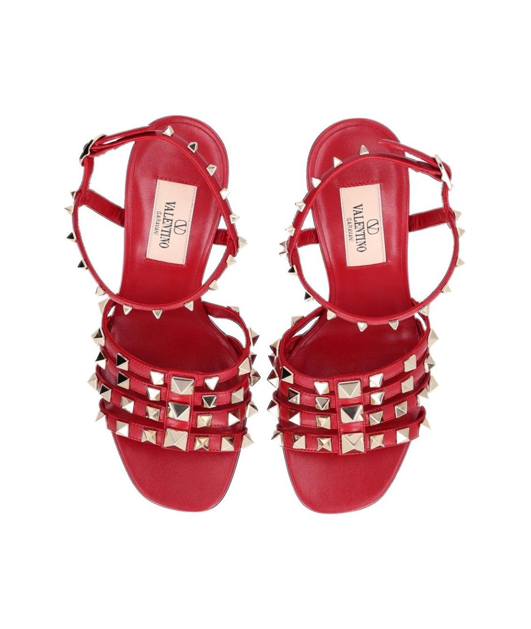 VALENTINO Красные кожаные босоножки, фото 4
