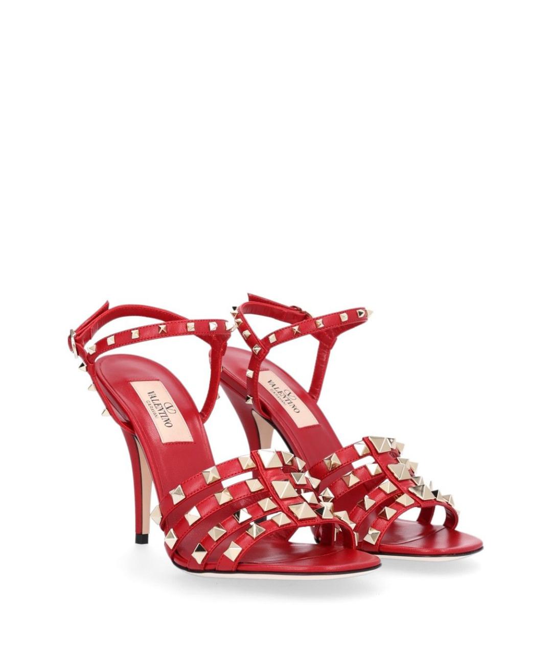 VALENTINO Красные кожаные босоножки, фото 2