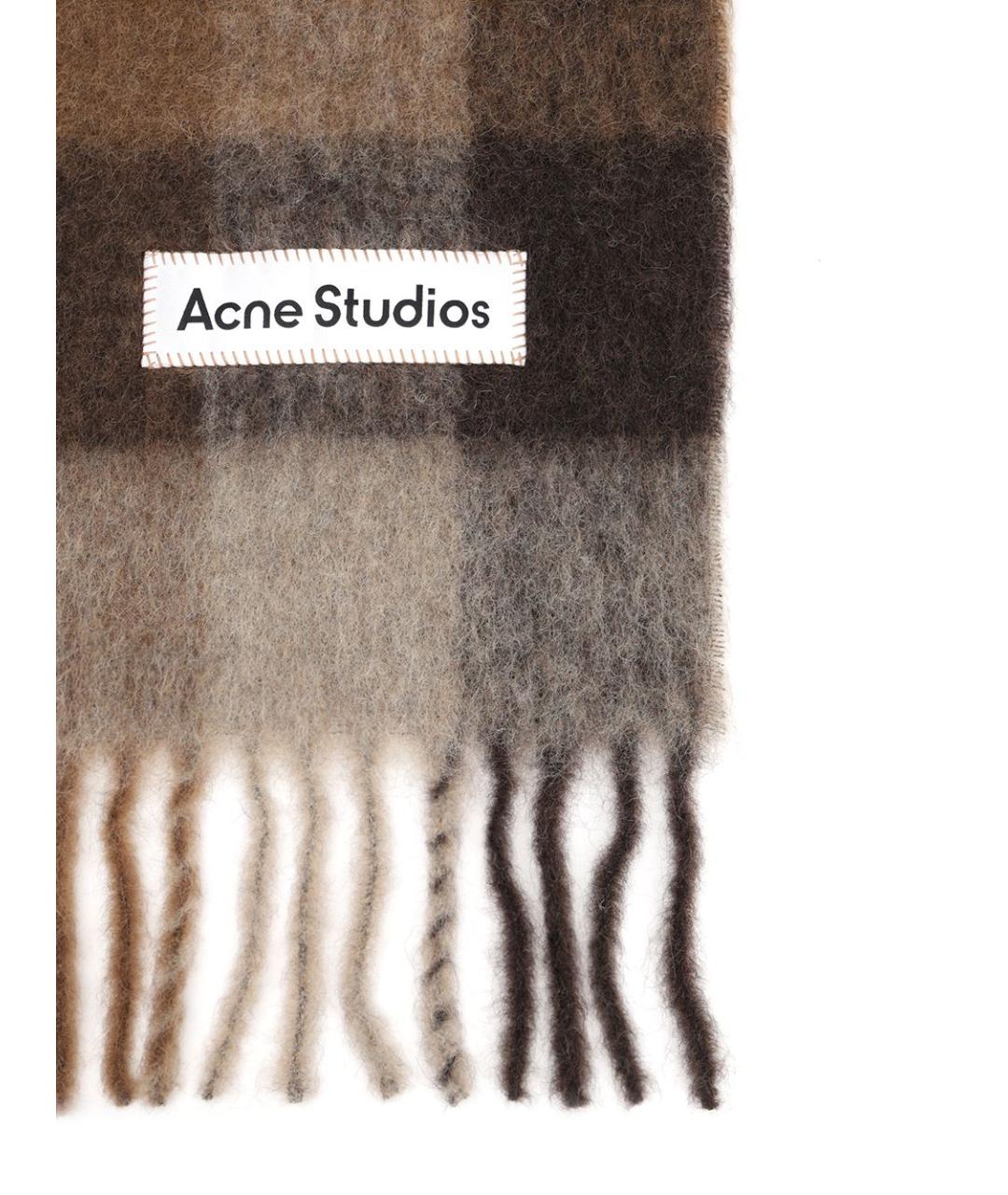 ACNE STUDIOS Коричневый шерстяной шарф, фото 2
