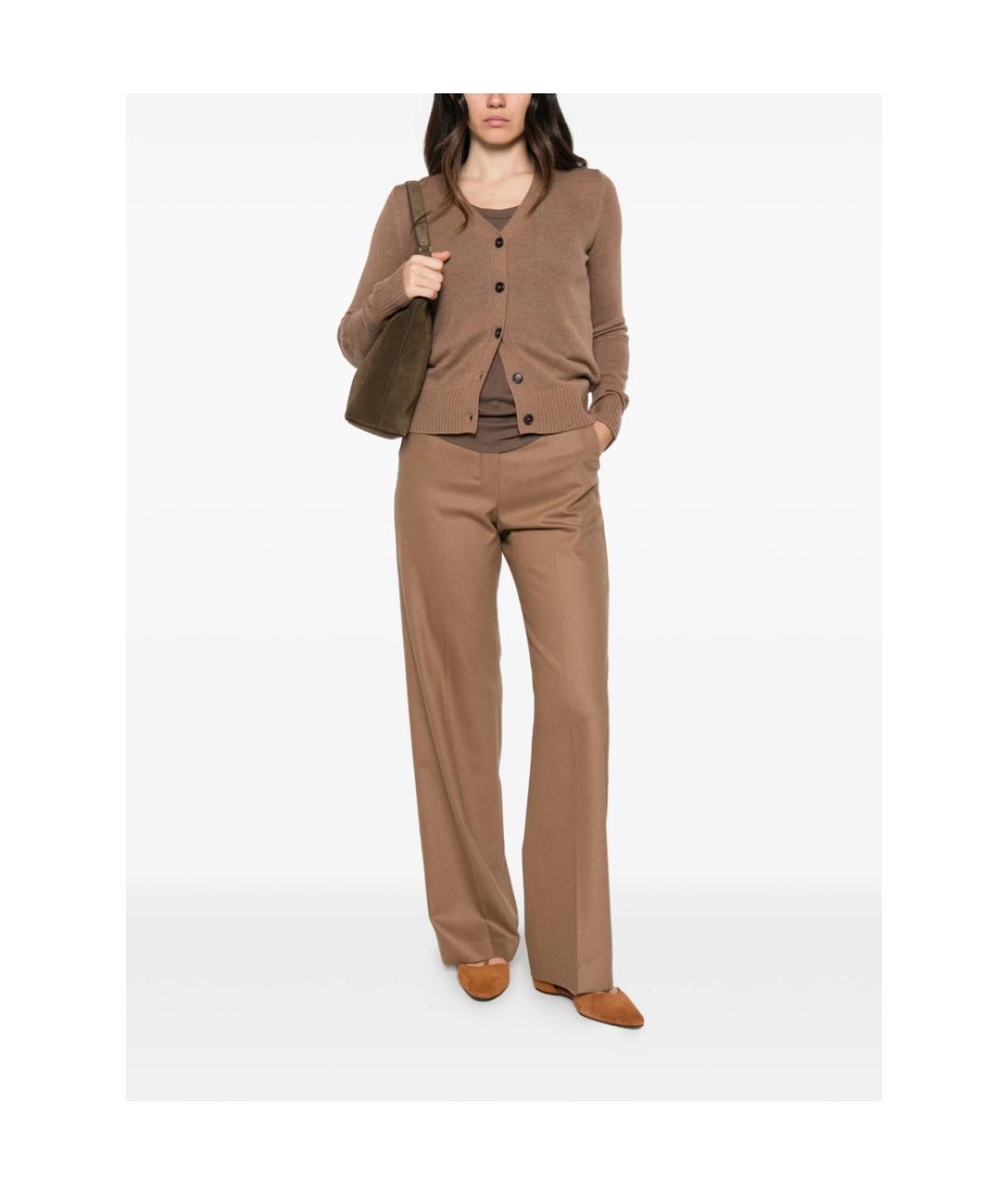 'S MAX MARA Бежевые шерстяные прямые брюки, фото 5