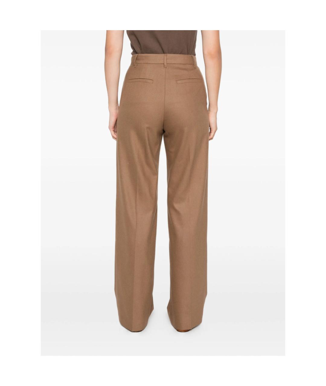'S MAX MARA Бежевые шерстяные прямые брюки, фото 3