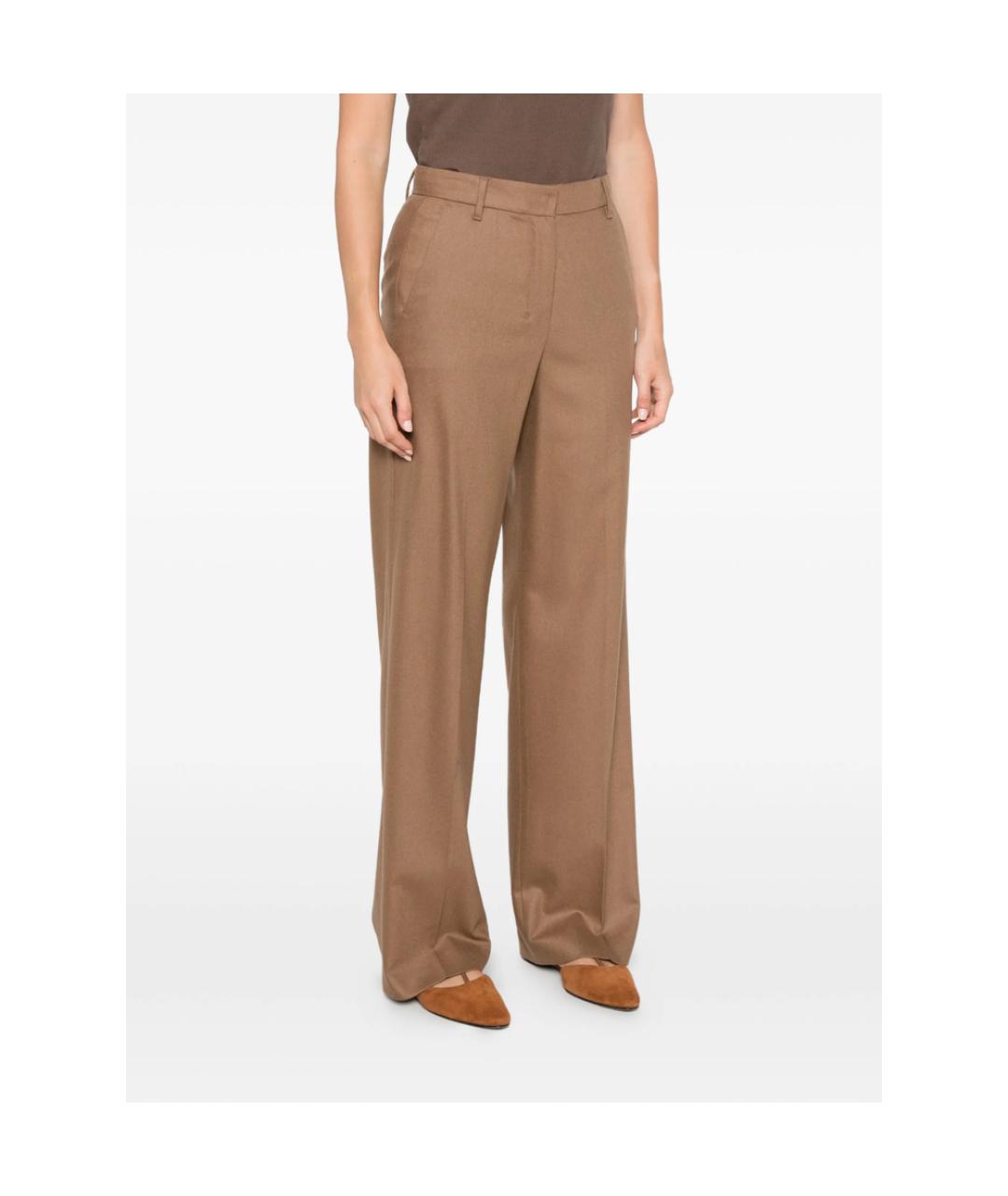 'S MAX MARA Бежевые шерстяные прямые брюки, фото 2