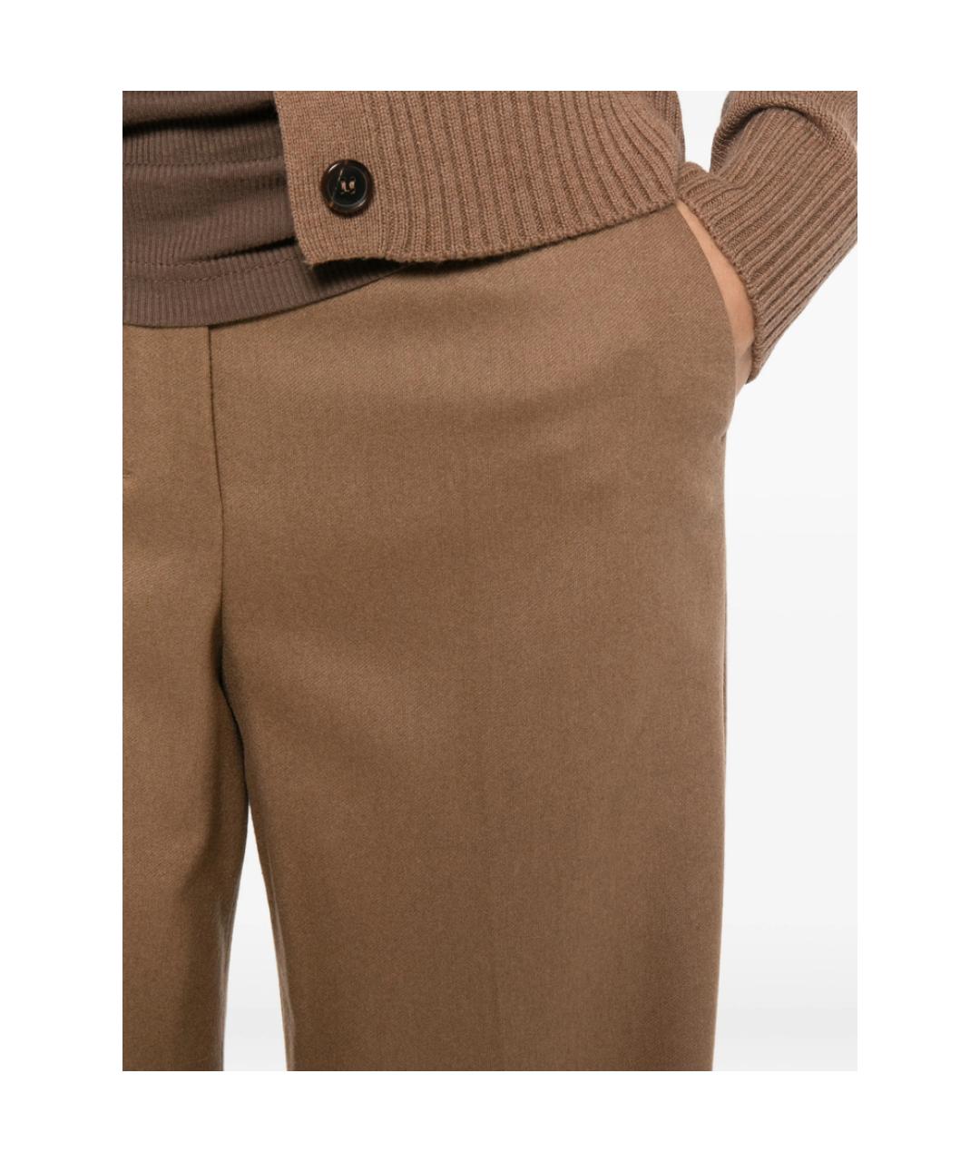 'S MAX MARA Бежевые шерстяные прямые брюки, фото 4