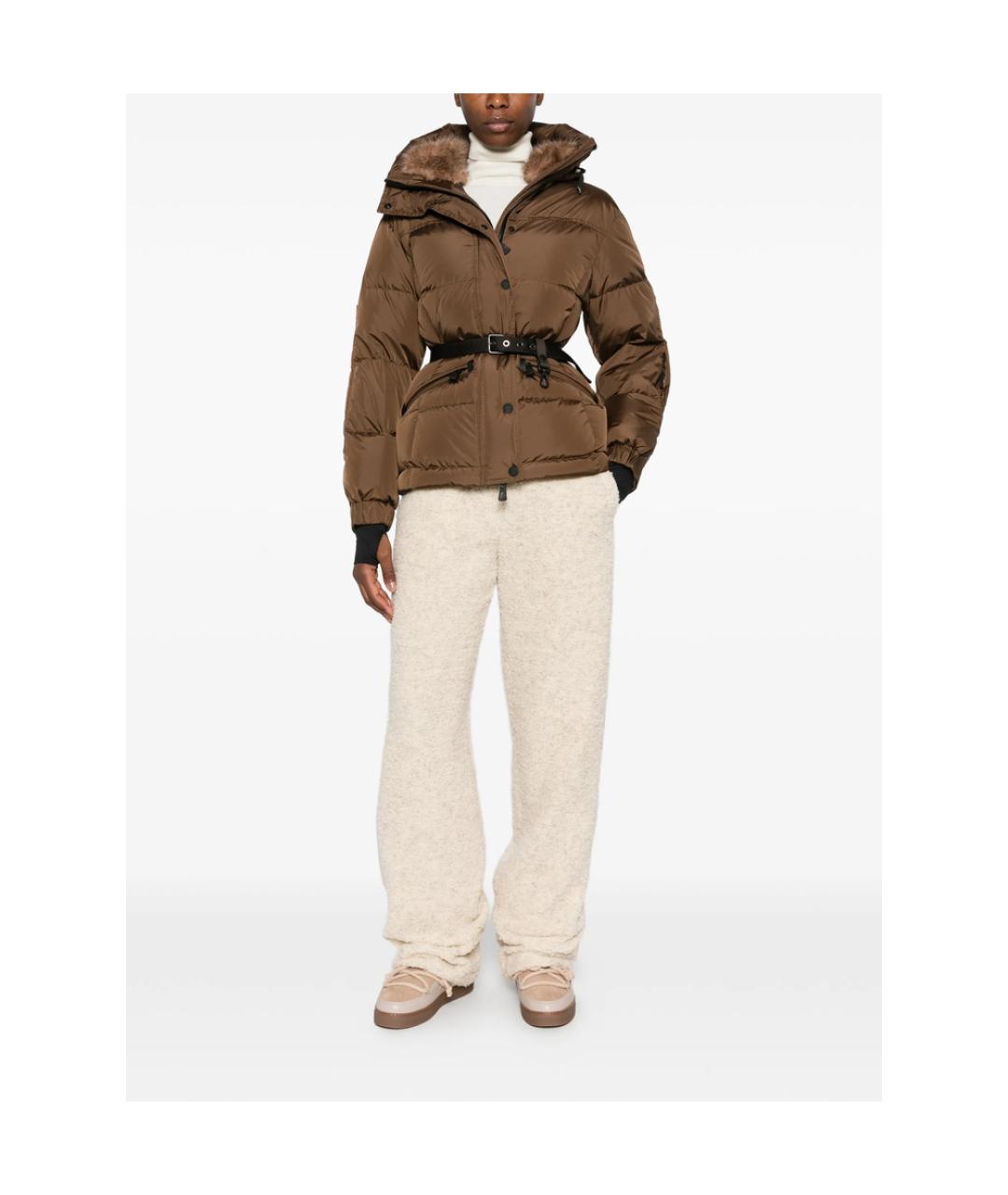 MONCLER GRENOBLE Коричневый полиэстеровый пуховик, фото 4