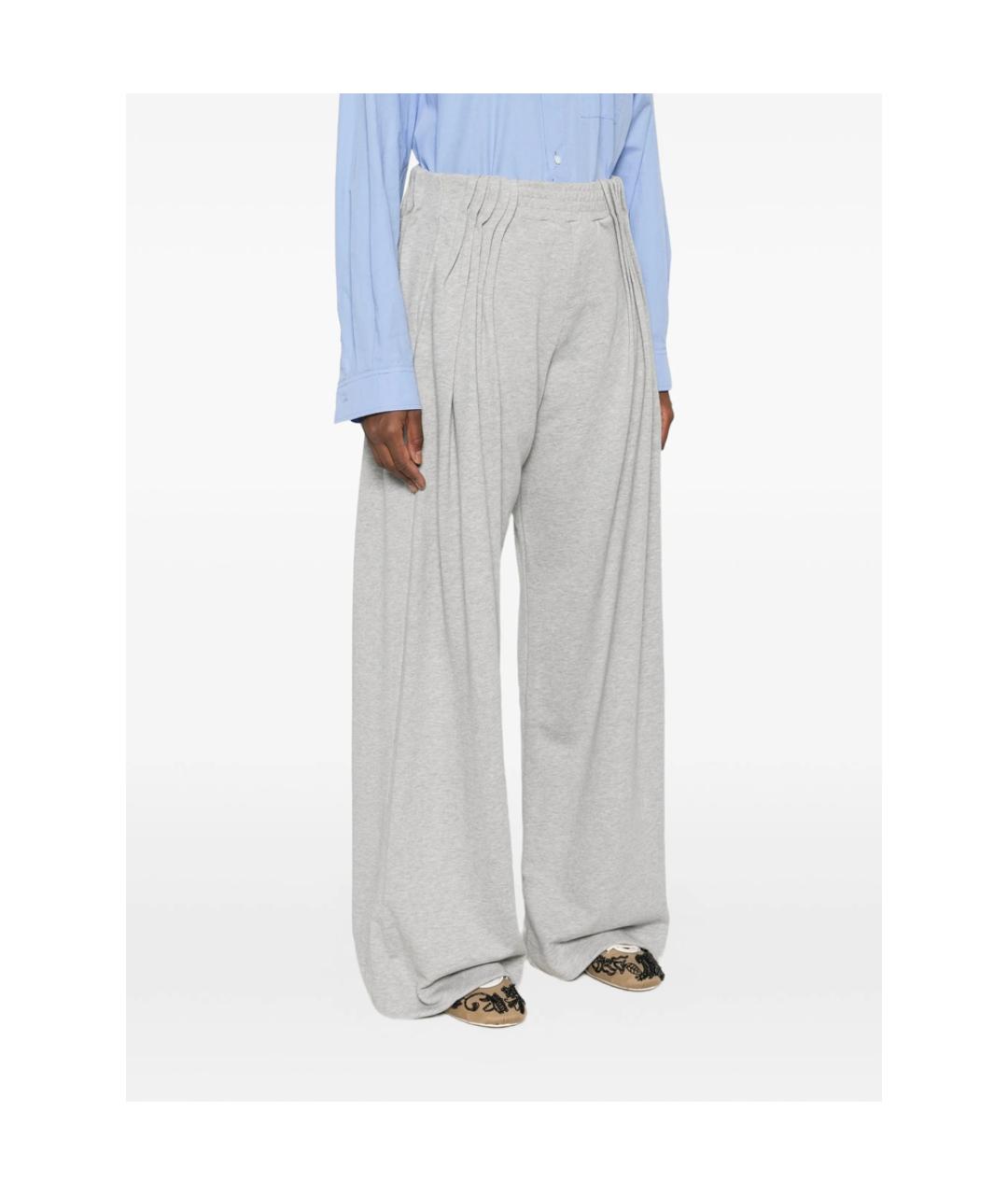 DRIES VAN NOTEN Серые хлопковые брюки широкие, фото 4