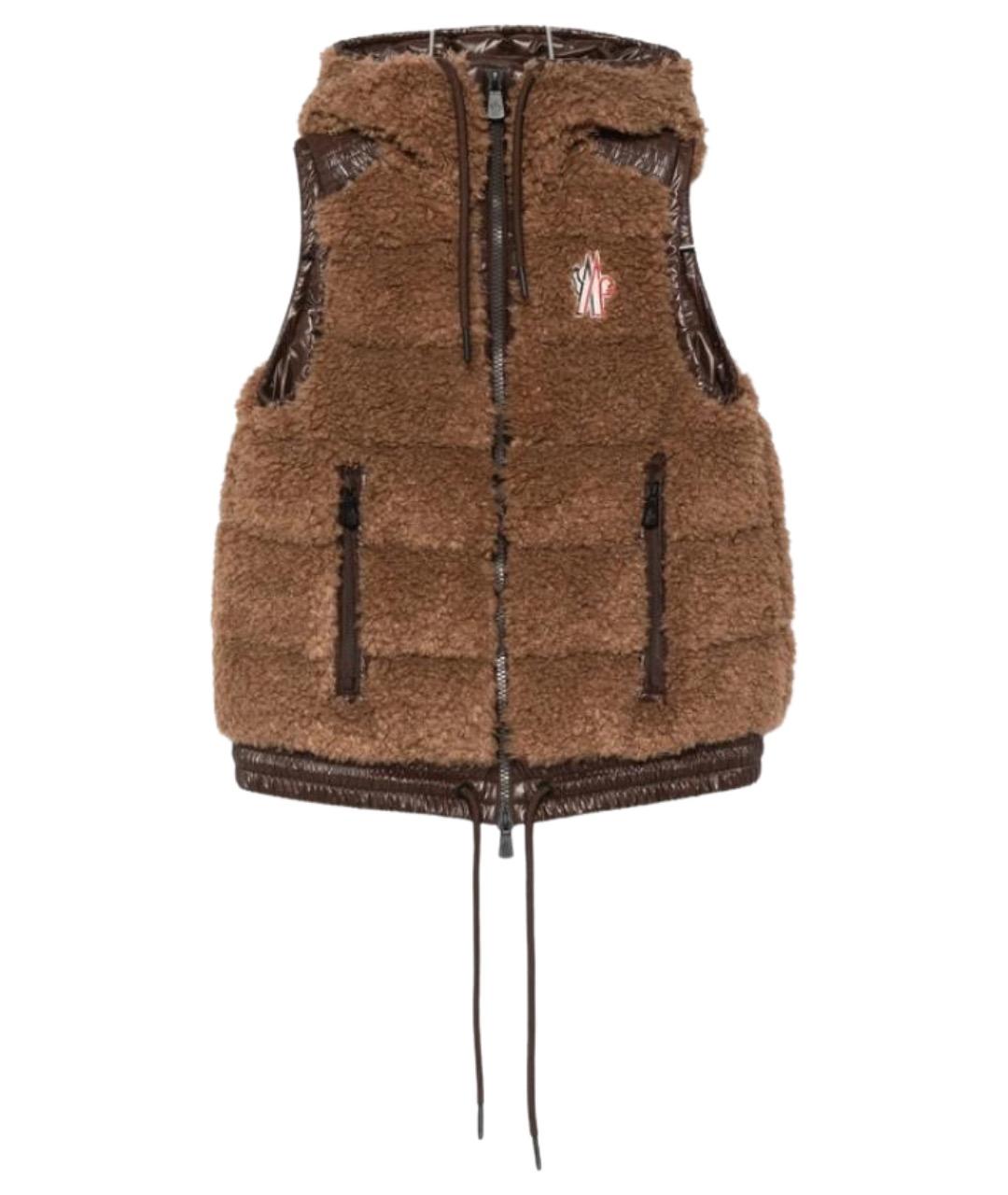 MONCLER GRENOBLE Коричневый полиэстеровый жилет, фото 1