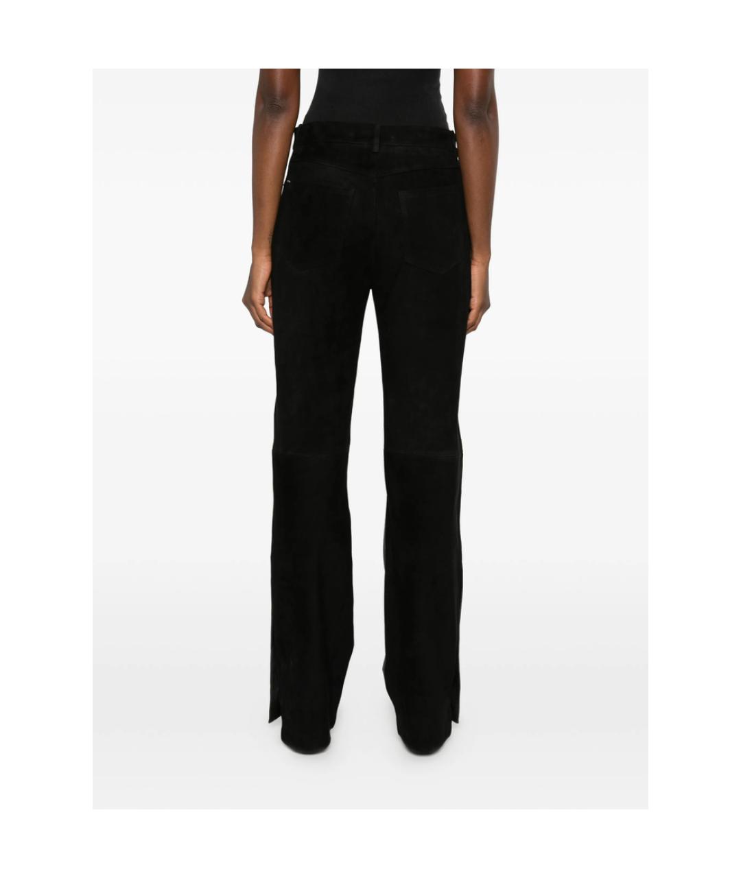 SPORTMAX Черные кожаные прямые брюки, фото 4