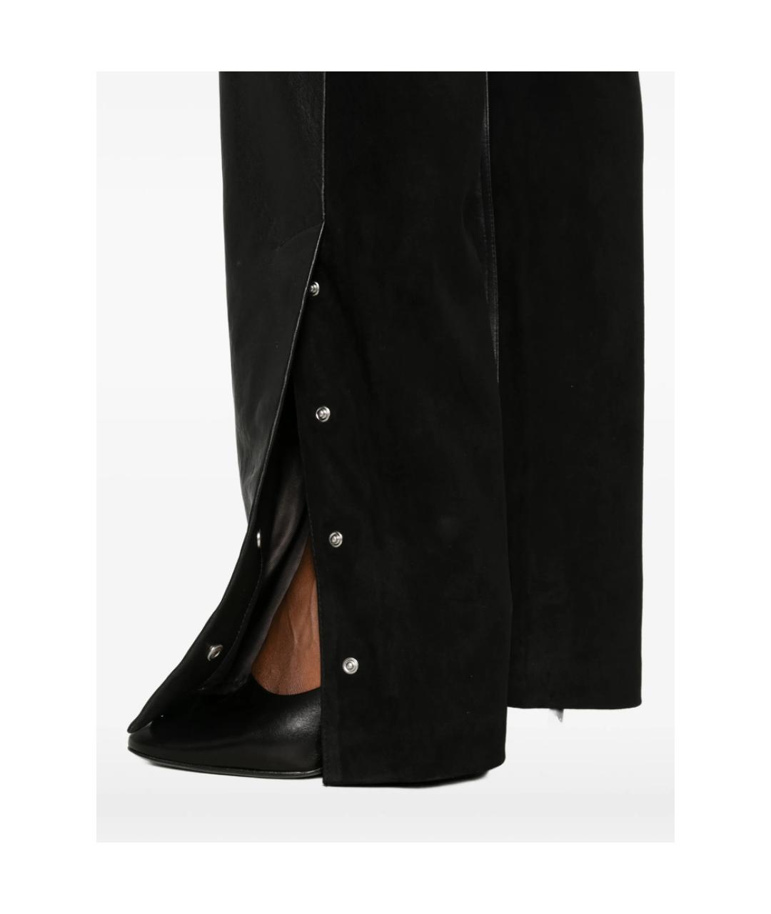 SPORTMAX Черные кожаные прямые брюки, фото 2