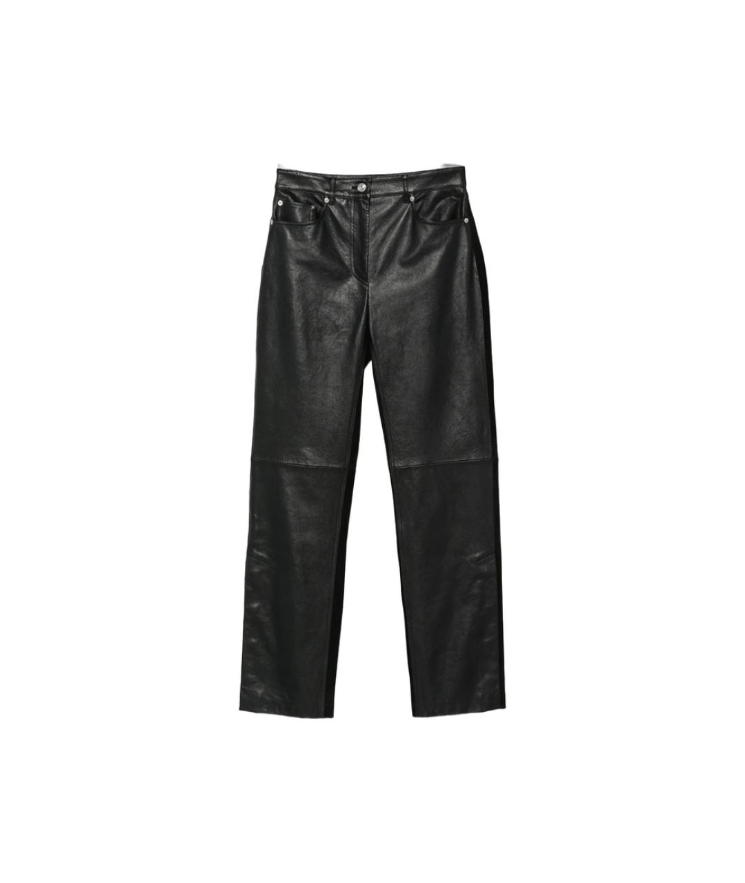 SPORTMAX Черные кожаные прямые брюки, фото 1
