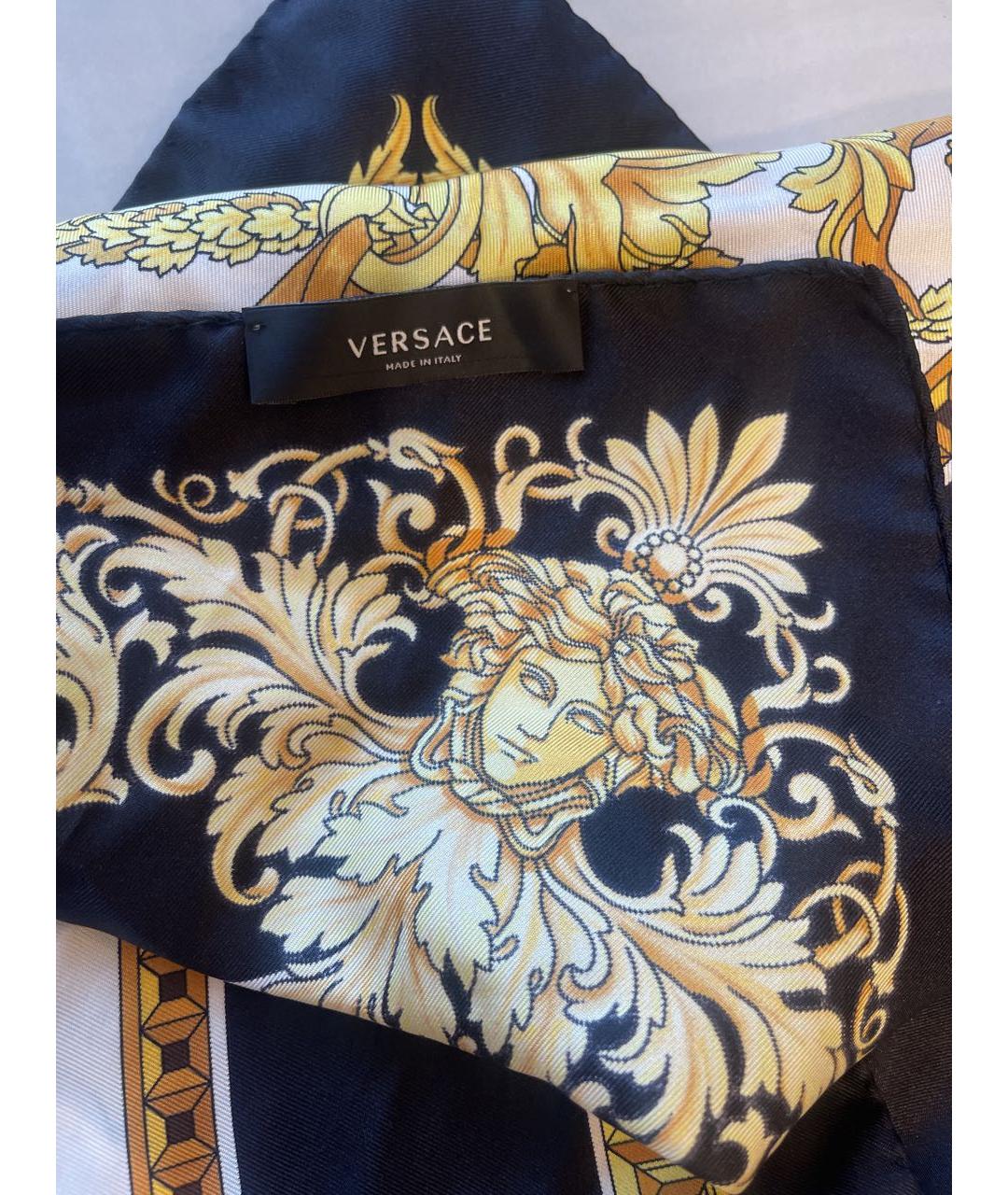 VERSACE Черный шелковый платок, фото 3
