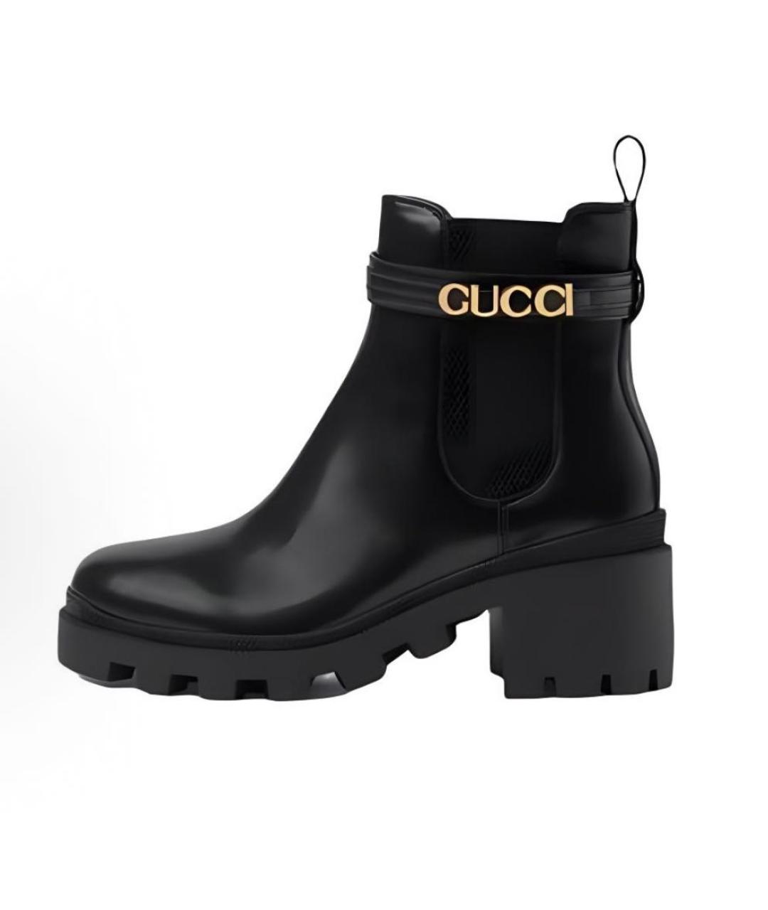 GUCCI Черные кожаные ботинки, фото 7