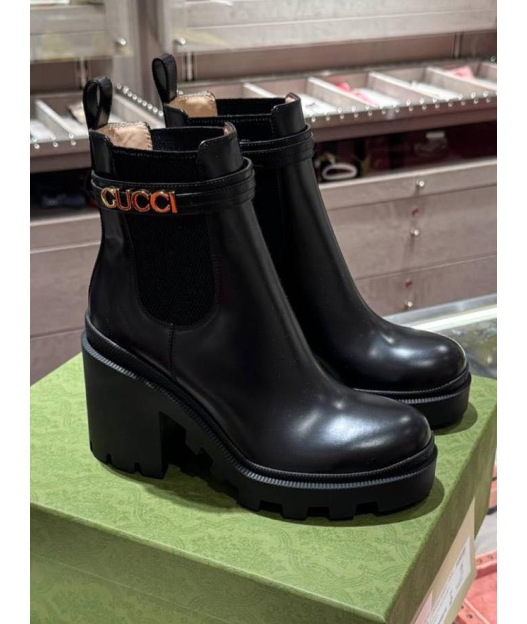 GUCCI Черные кожаные ботинки, фото 6
