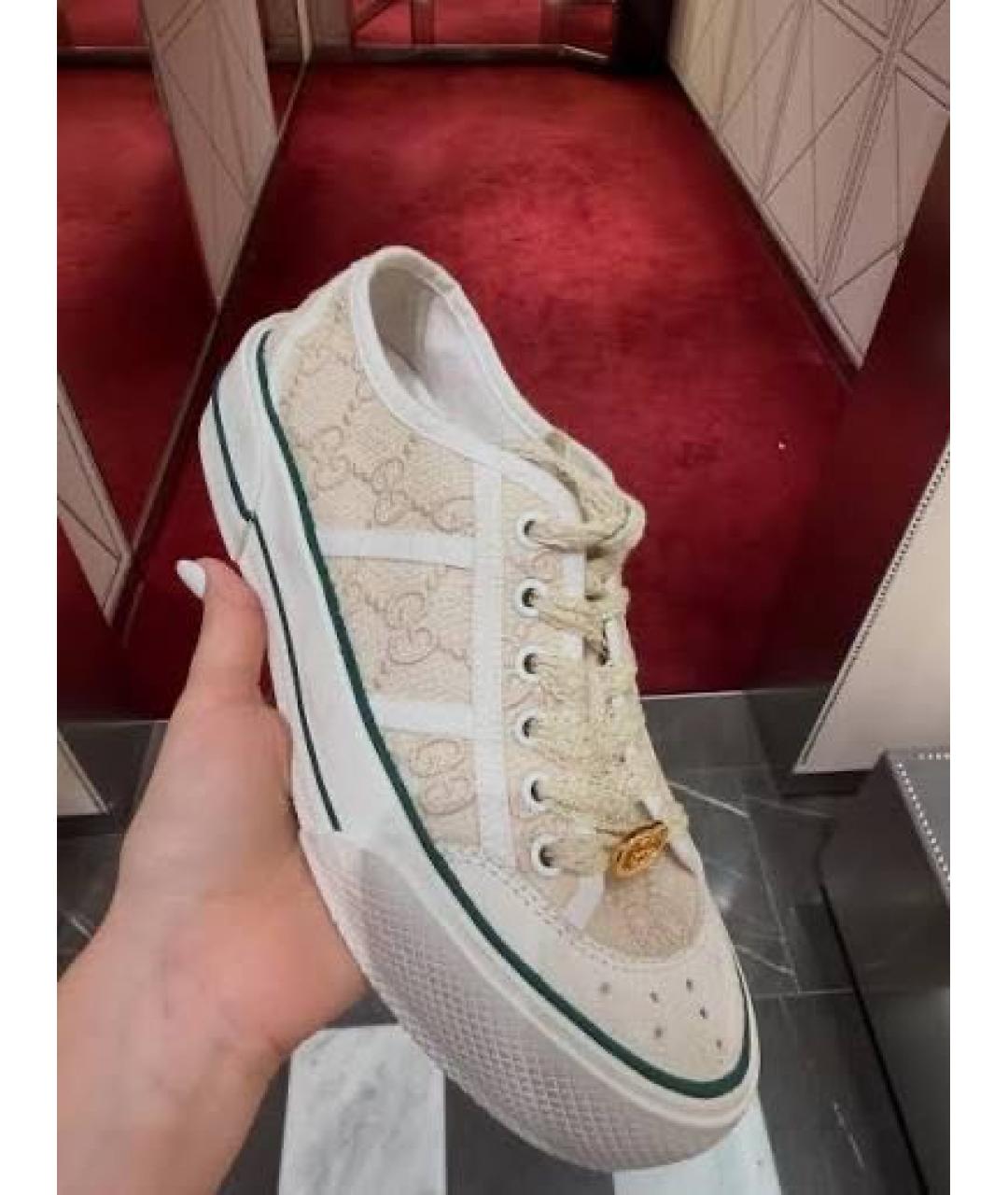 GUCCI Бежевые замшевые кеды, фото 3