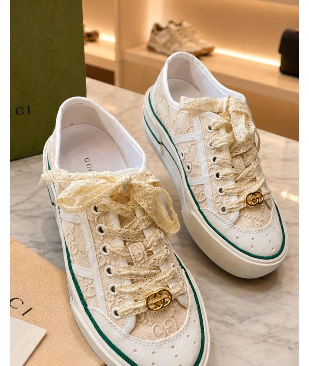 GUCCI Бежевые замшевые кеды, фото 4