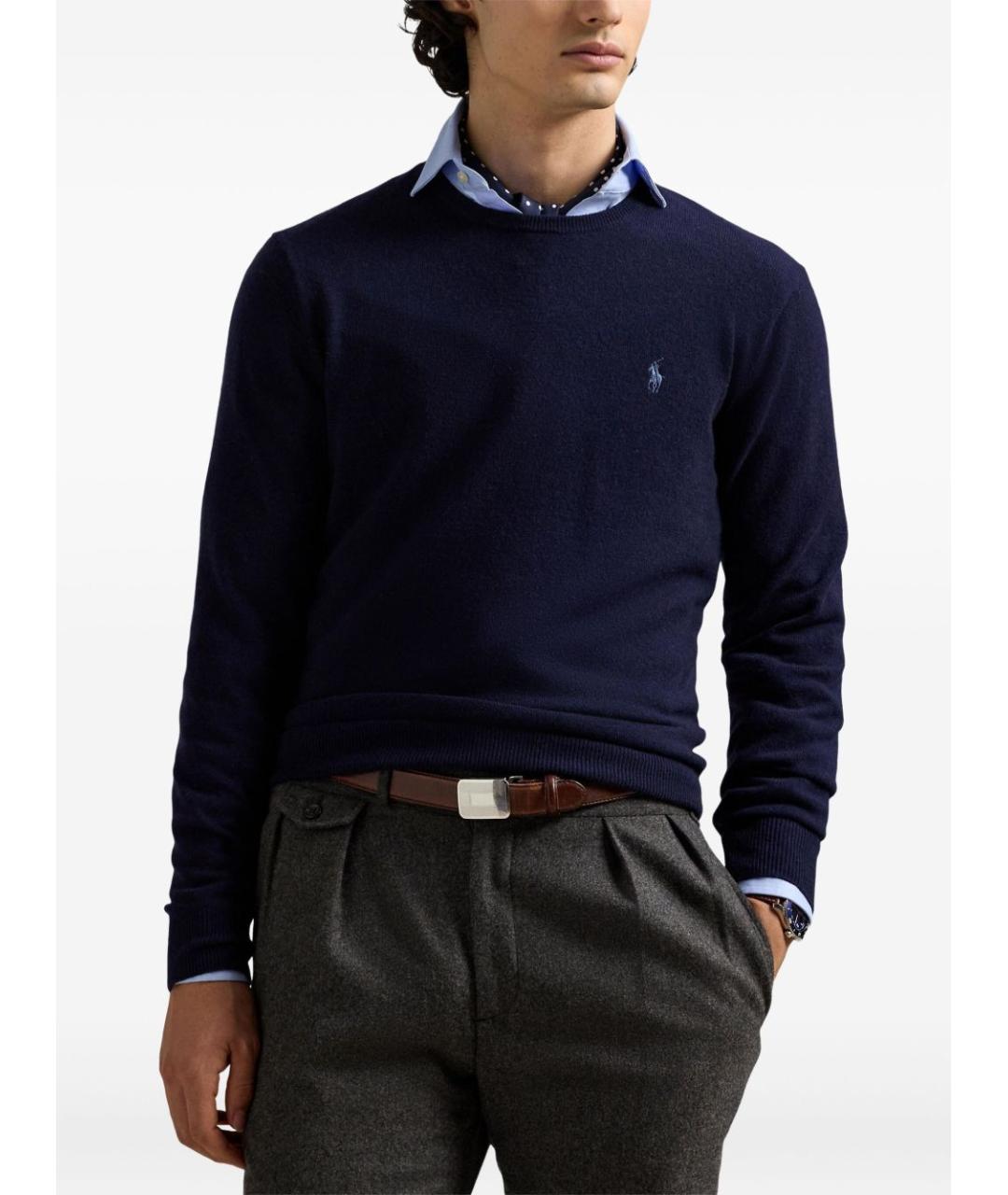 POLO RALPH LAUREN Темно-синий шерстяной джемпер / свитер, фото 4