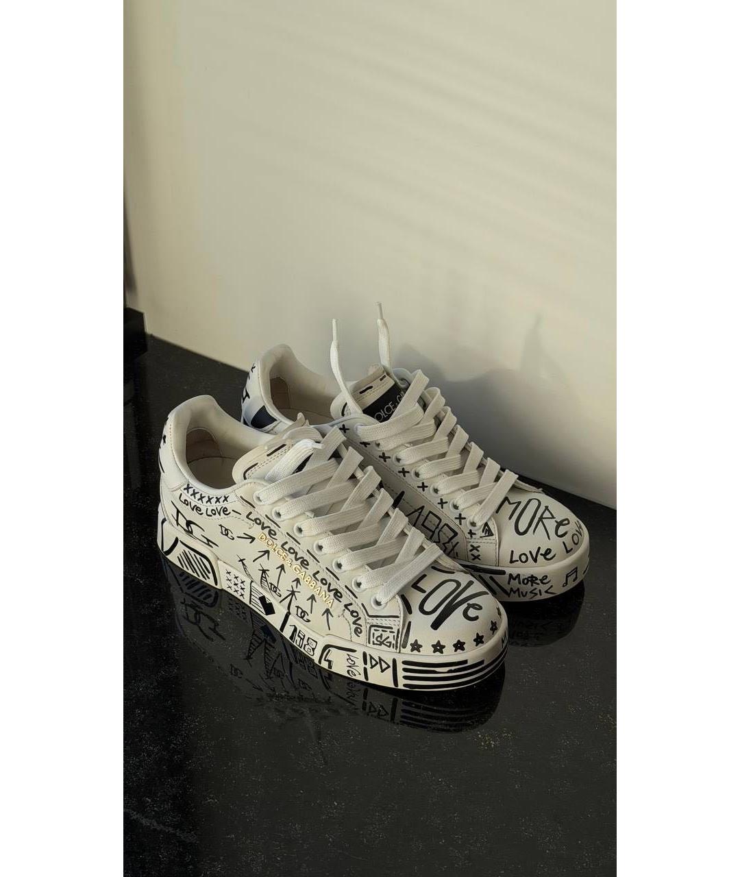 DOLCE&GABBANA Белые кожаные кеды, фото 5