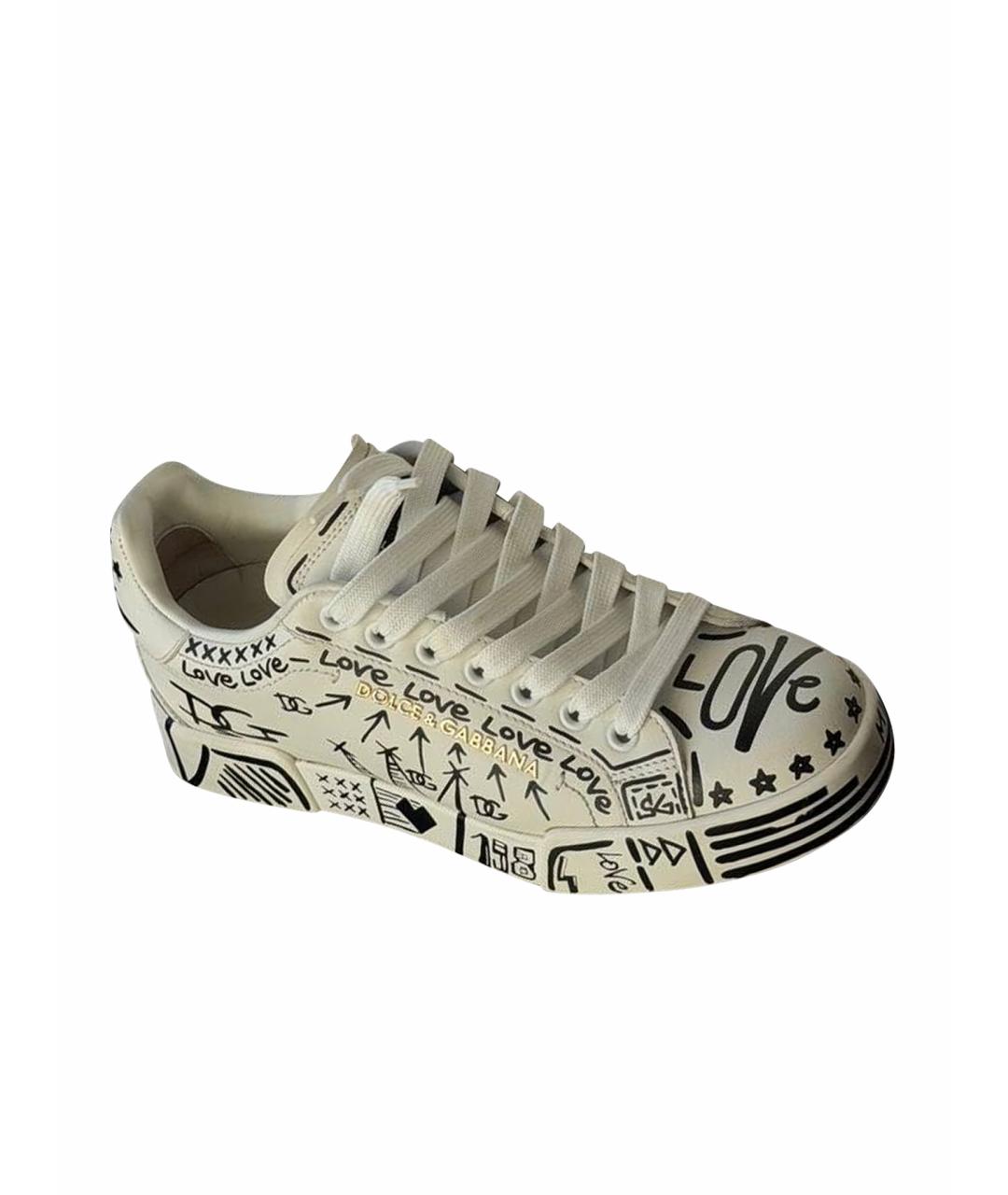DOLCE&GABBANA Белые кожаные кеды, фото 1